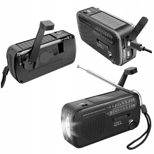 Radio FM survivalowe AWARYJNE outdoorowe SOLARNE latarka tryb SOS DYNAMO