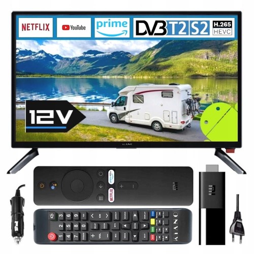 Telewizor smart Android HD 19 cali WiFi BT DVBT2 S2 VGA HDMI USB 230V 12V