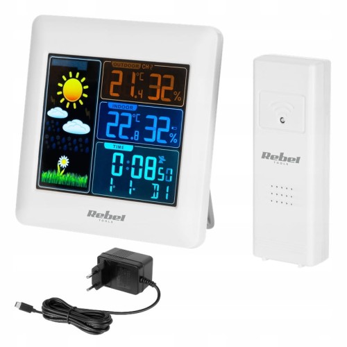 Stacja pogodowa z czujnikiem zewnętrznym kolorowy lcd prognoza pogody