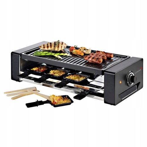 Grill elektryczny 1300W STOŁOWY Raclette 8 patelni nieprzywierająca powłoka