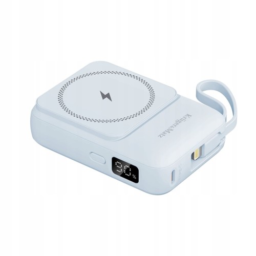 Powerbank indukcyjny Kruger Matz 10000 mAh Mag Safe z kablem niebieski