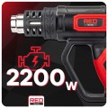 Opalarka elektryczna z regulacją 2 biegi LCD 50-650stC 2200W mocna 5 dysz