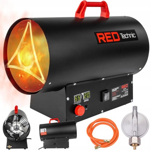 NAGRZEWNICA GAZOWA DMUCHAWA TERMOSTAT LCD DUŻA MOC 45 KW + WĄŻ REDUKTOR