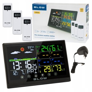Stacja pogody METEO 3xczujnik zewnętrzny ZEGAR pomiar temperatury HIGROMETR