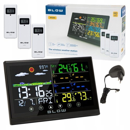 Stacja pogody METEO 3xczujnik zewnętrzny ZEGAR pomiar temperatury HIGROMETR