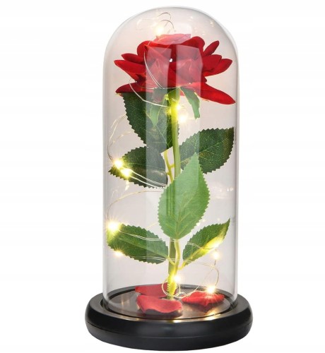 Wieczna róża w szkle świecąca LED pomysł na prezent piękna jak prawdziwa