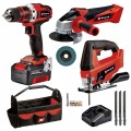 Zestaw narzędzi AKUMULATOROWYCH wiertarko-wkrętarka SZLIFIERKA wyrzynarka