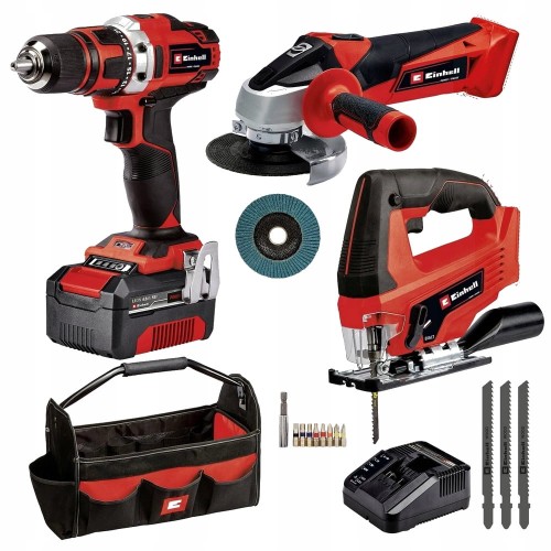 Zestaw narzędzi AKUMULATOROWYCH wiertarko-wkrętarka SZLIFIERKA wyrzynarka