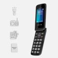 Telefon dla seniora SOS 4G SD 2x SIM radio latarka duże przyciski klapka