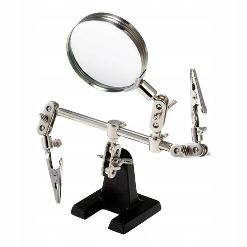 Lupa z trzecią ręką POWIĘKSZENIE 2.5-krotne ZACISKI krokodylkowe TOOLCRAFT