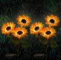 Lampa ogrodowa solarna wbijane kwiaty słoneczniki lampki LED 68cm IP65