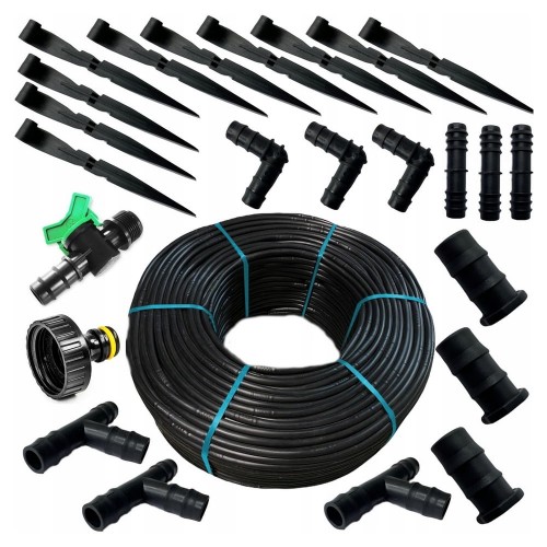 WĄŻ KROPLUJĄCY nawadnianie kropelkowe ogrodu 25metrów LINIA KROPLUJĄCA 24el