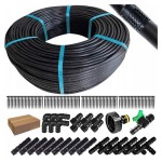 LINIA KROPLUJĄCA nawadnianie kropelkowe ogrodu 50 m 56 ele wąż kroplujący