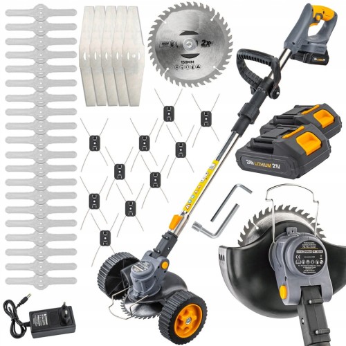 Podkaszarka akumulatorowa kosa wykaszarka na kołach 2x 21V 2Ah duży zestaw