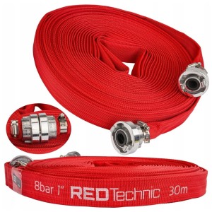 Wąż strażacki PARCIANY do wody 30metrów SZYBKOZŁĄCZKA 1cal 8BAR RED TECHNIC