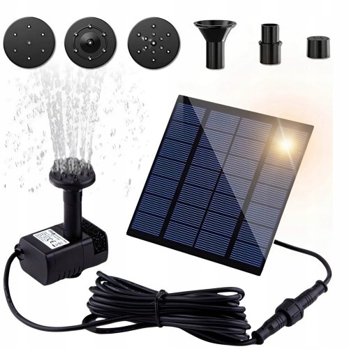 Fontanna SOLARNA ogrodowa do oczka STAWU pompa PANEL SŁONECZNY 4 dysze