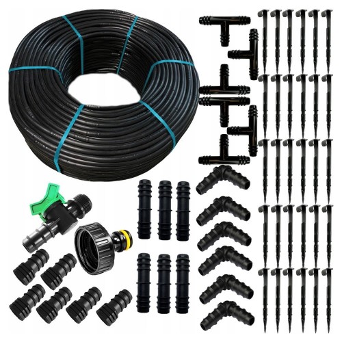 Linia kroplująca NAWADNIANIE kropelkowe 50 metrów WĄŻ kropelkujący 56ele