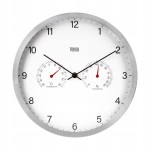 Zegar ścienny 30 cm TERMOMETR i HYDROMETR aluminiowy PŁYNNA i cicha praca