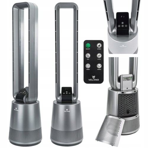 WENTYLATOR BEZŁOPATKOWY PODŁOGOWY OSCYLACJA TIMER WYŚWIETLACZ LCD PILOT