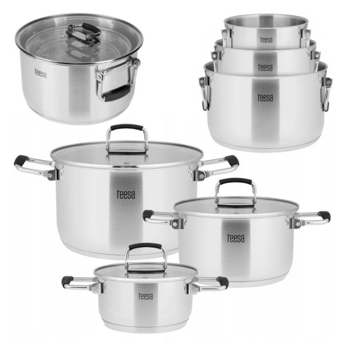 Garnki stalowe TEESA PRIME indukcja ZESTAW GARNKÓW 16cm 20cm 24cm 2L 4L 6L