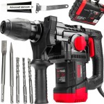 Młot udarowy młotowiertarka UDAR SDS+ 2200W 6J walizka 3x wiertło dłuta