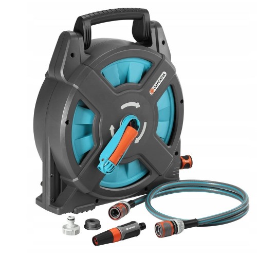 WĄŻ ogrodowy 15 metrów 1/2 cala GARDENA bęben UCHWYT końcówka zraszająca