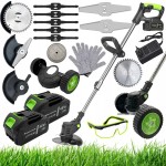 Podkaszarka akumulatorowa kosa ogrodowa wykaszarka trawy kółka 600W 2x aku