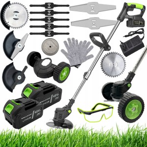 Podkaszarka akumulatorowa kosa ogrodowa wykaszarka trawy kółka 600W 2x aku