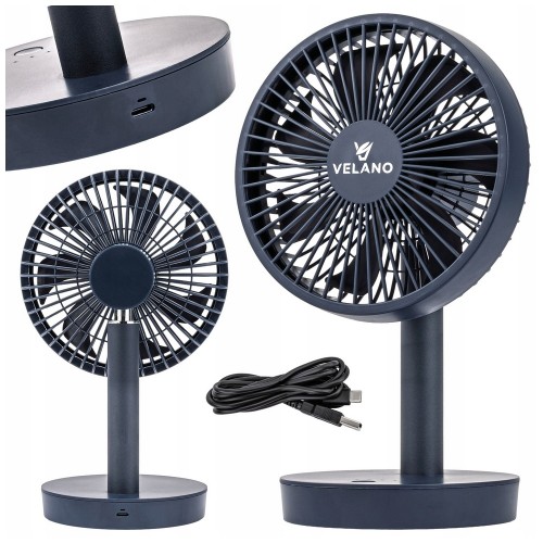 Wentylator BIURKOWY wiatrak AKUMULATOROWY stołowy BEZPRZEWODOWY cichy USB-C