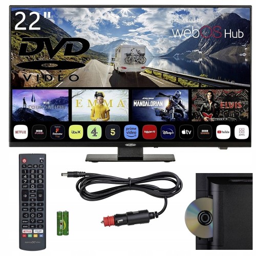 Telewizor 22cale SMART TV odtwarzacz DVD Full HD 12V do KAMPERA pilot DVBT2