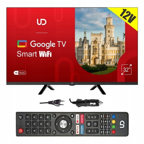 TELEWIZOR SMART GOOGLE TV UD 32'' HD WiFi Bluetooth DVBT2 HEVC DOLBY 12V