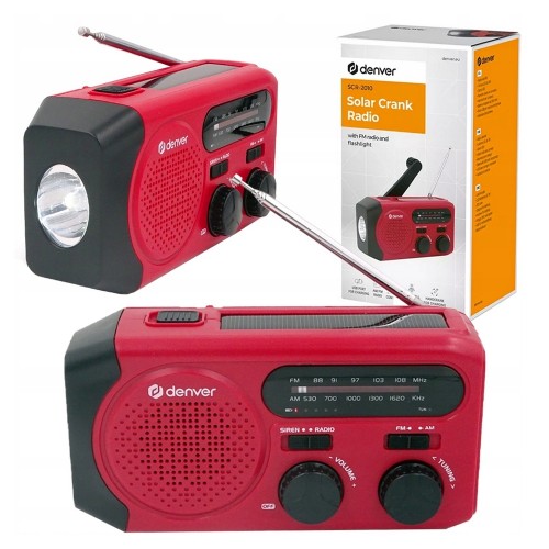 Radio FM outdoorowe SOLARNE survivalowe DYNAMO latarka SYRENA SOS 2000 mAh