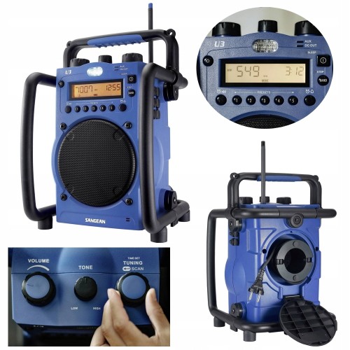 Radio BUDOWLANE FM AM na budowę przenośne AUX ODPORNE schowek na przewód