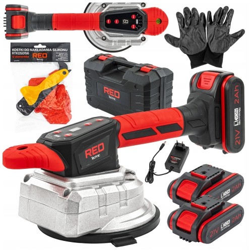 Przyssawka WIBRACYJNA do PŁYTEK 100KG wibrator AKUMULATOR 2x21V 2Ah WALIZKA