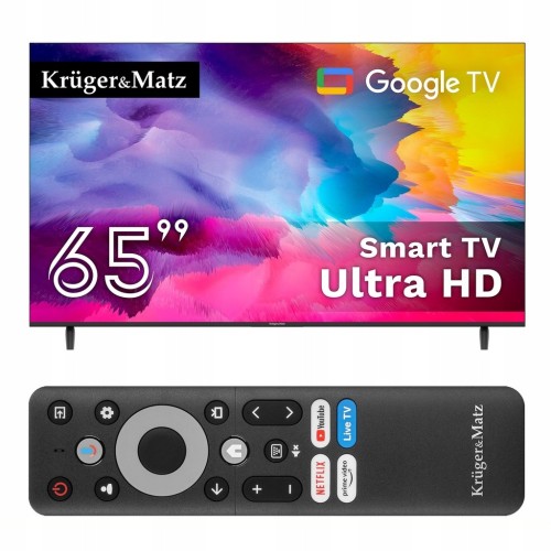 Telewizor Kruger&Matz 65" UHD Google TV 5.0 DVB-T2/T/C H.265 HEVC smart