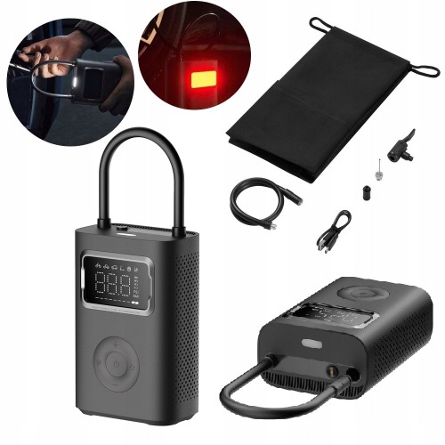 Pompka KOMPRESOR akumulatorowy do 10 BAR latarka światło SOS Xiaomi