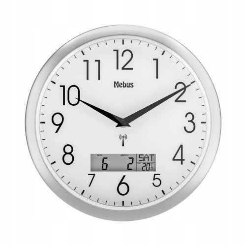 Zegar ścienny sterowany radiowo DCF77 30cm wyświetlanie temperatury daty