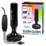 Mocna antena aktywna pokojowa DVBT2 TV FHD 4K MUX-8 LTE magnes wzmacniacz