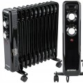 GRZEJNIK OLEJOWY ELEKTRYCZNY 2500W 11 ŻEBER KALORYFER MOCNY TERMOSTAT KÓŁKA