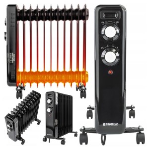 Grzejnik olejowy elektryczny 2500W 11 żeber mocny kaloryfer termostat kółka