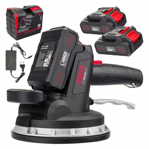 Przyssawka wibrująca do układania płytek 2x akumulator 21V 2Ah walizka 80kg