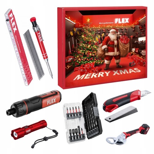 KALENDARZ ADWENTOWY narzędzia FLEX latarka WKRĘTARKA akumulatorowa miara