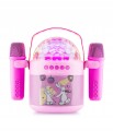 Głośnik karaoke disco dla dzieci GoGEN różowy 2 mikrofony kula dyskotekowa
