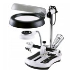 Lupa z oświetleniem LED powiększenie 10x trzecia ręka zaciski krokodylkowe