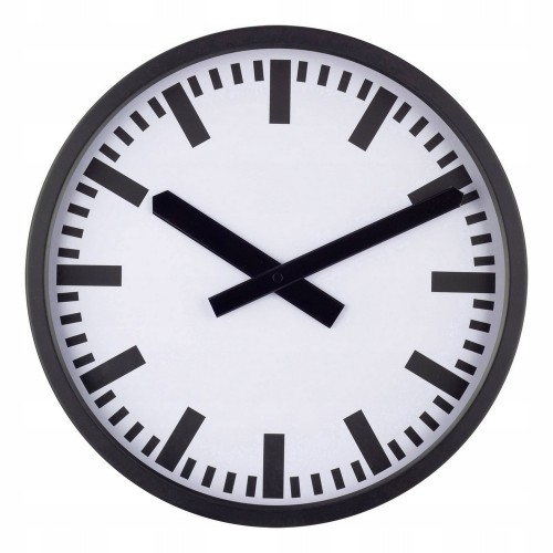 Zegar ścienny sterowany radiowo metalowy 35 cm auto czas DCF77 czarny mat