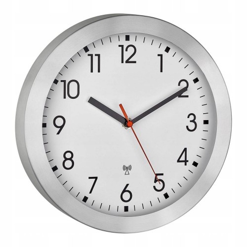 Zegar ścienny sterowany radiowo aluminiowy 25 cm auto czas DCF77