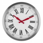 Zegar ścienny sterowany radiowo stalowy 40 cm auto czas DCF77 cichy