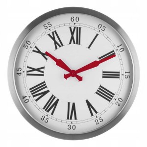 Zegar ścienny sterowany radiowo stalowy 40 cm auto czas DCF77 cichy