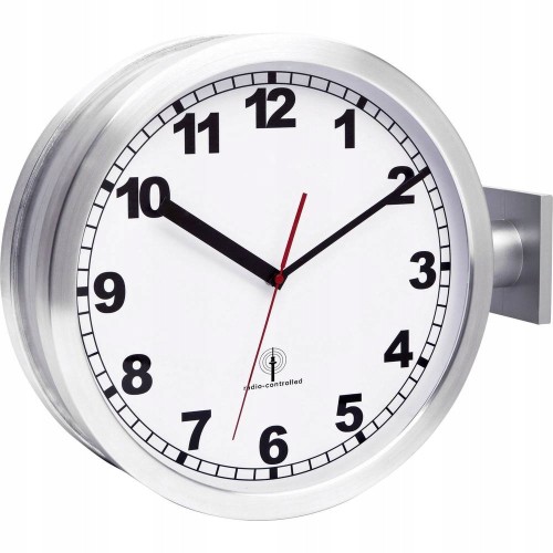 Zegar ścienny sterowany radiowo aluminiowy 40cm auto czas DCF77