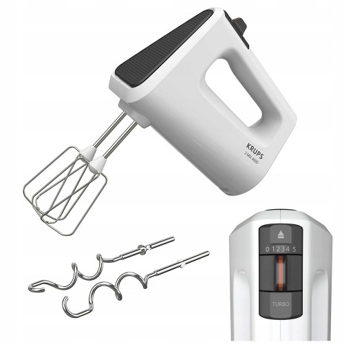 Mikser ręczny 450W funkcja TURBO 5 prędkości haki do ciasta Krups